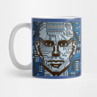 Blue Computer Circuit Man Mug